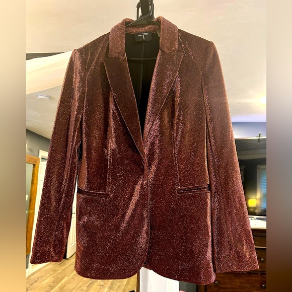 Tahari Bronze Shine One-Button Blazer - Picture 4 of 13